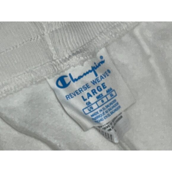 Champion Reverse Weave Colorful Embroidered Patch Sweat Pants Sz Large White Wom - Picture 6 of 12